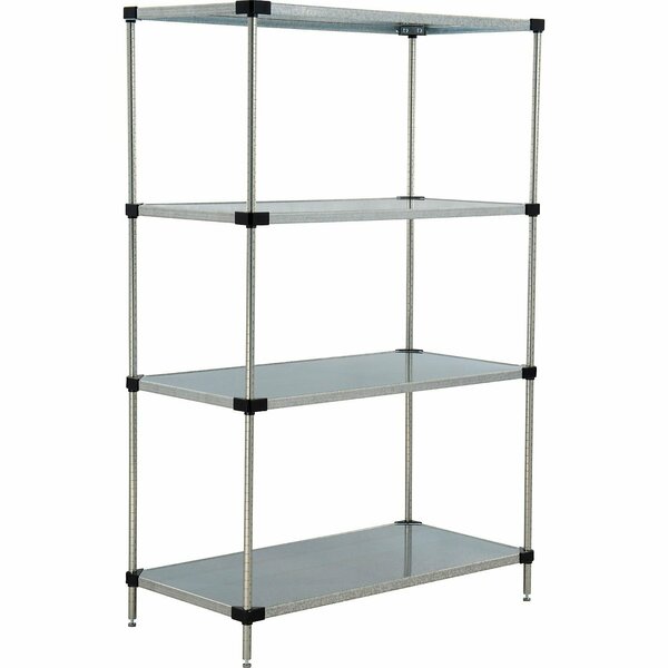 Nexel 4 Shelf, Galvanized Steel Solid Shelving Unit, Starter, 72inW x 24inD x 63inH 189917